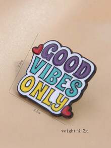 1pc Fashionable Charming "Only Good Vibes" Letter Enamel Brooch, Suitable For Backpacks And Clothes, Unique Women Lapel Pin/Collar Clip - Multicolor - View 4