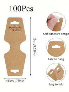 50pcs Kraft Paper Jewelry Display Cards, Suitable For Jewelry, Bracelet, Necklace Display, Small Business Supplies - Storage Card - View 7