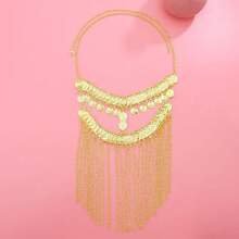 Unisex Arabian Style Gold Mask With Tassel Face Chain, Suitable For Stage Performance, Photography, Party - Multicolor - View 4