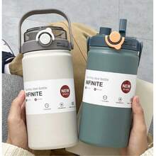 1个高品质双层保温杯，大容量316不锈钢水瓶，户外运动便携防漏杯，容量1000毫升 - 多色 - 查看 2