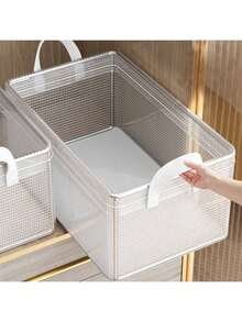 2pcs Plastic Storage Boxes With Steel Frame And Reinforced Handles, Stackable Transparent Storage Containers With Lids, Suitable For Storing Clothes, Books, Household And Dorm Essentials - Multicolor - View 12