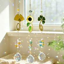 Boho Plant Crystal Suncatcher, Rainbow Prism Hanging Decor, Bedroom Balcony Garden Car Atmosphere Decoration, Girlfriend Festival Gift - 1 Item - View 4