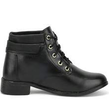 Women's Brown Tractor Boot With Short Shaft And Comfortable Strap + Crossbody Bag With Strap - Black - View 1