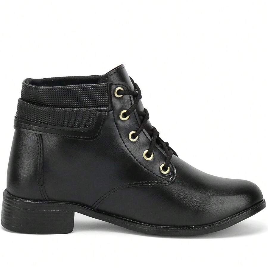 Women's Brown Tractor Boot With Short Shaft And Comfortable Strap + Crossbody Bag With Strap - Black - View 1