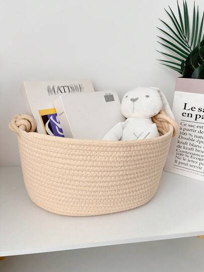 1 pièce Panier de rangement tressé en corde de coton, organisateur pour jouets de bébé et divers