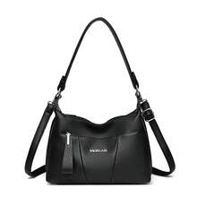 Bolsos de mano de lujo para damas, nuevos, de alta calidad en piel de PU. Bolso de hombro para mujer, con estilo retro y minimalista, bolso bandolera - Negro - Ver 13