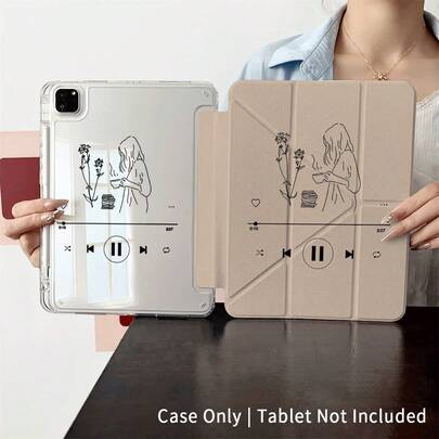 1 件装音乐播放器线条艺术保护套，兼容 iPad，通用智能保护套 - 兼容 iPad Air 6/5/4、10 (10.9 英寸)、iPad Pro 2024/M3/A16 2025 - 优质保护套，适用于工作、旅行和居家 - 兼容 Galaxy Tab A8/A9+/S6 Lite/S7/S9 FE+/S10+、小米平板电脑 5/5 Pro/6/6 Pro/7/7 Pro/6S Pro