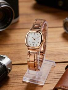 Đồng hồ nữ mặt nhỏ thời trang mới, đồng hồ sinh viên đa năng và nghệ thuật, phong cách ngọt ngào và tươi mới, đồng hồ đeo tay dây sắt cá tính, độc đáo. - Hoa hồng vàng - Xem 3