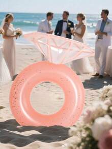 1pc Rhinestone Inflatable Swimming Ring - PVC Floating Pool Float, Suitable For Adults, Pool Parties And Beach Leisure, Bachelorette Party Gift, Wedding Decor, Party Supplies, Beach Vacation, Pool Party, Water Sports, Travel, Pool Inflatable, Beach Essentials, Pool Float - Multicolor - View 3