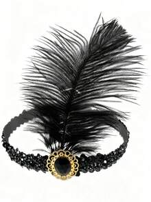 1pc Polyester Sequin Headband, 1920s Style Headpiece, Suitable For Single Ladies Halloween Party, Costume Play, Retro Party, Christmas, Wedding - Multicolor - View 4