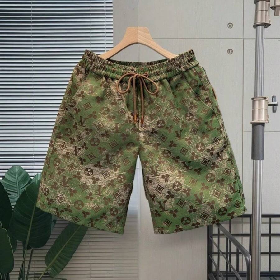 Fashion Jacquard Casual Sports Shorts Men's Brand Summer Thin Men's Beach Pants - màu xanh lá - Xem 1