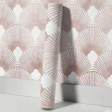 1Roll Classic Fan-Shaped Art Peel And Stick Wallpaper, Waterproof ,Renovation , Removable, Wall Sticker,Murals, Home Decor, Wall Art, Wall Decor, 17.7 Inches *9.8Ft - 經典的扇形藝術 - 查看 11