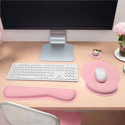 XWLR Keyboard Wrist Rest Pad Mouse Pad With Wrist Support Set Of 3, Mousepad With Non-Slip Rubber Base, Ergonomic Memory Foam Mouse Wrist Cushion Support For Home Office Laptop Computer Gaming, Black