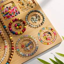KLONKEE Tablero de diseño de joyería de bambú, tabla de cuentas de madera, para manualidades con cuentas, bandeja para hacer pulseras y collares, ideal para regalos de San Valentín, Navidad y Año Nuevo, manualidades, suministros de costura, exhibidor de regalos con cuentas, bandeja para colocar cuentas sueltas - Pulsera, collar, placa de cuentas - Ver 8