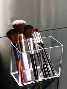 1 pieza Soporte transparente para brochas de maquillaje, caja de almacenamiento de cosméticos de escritorio adecuada para lápiz labial, lápiz de cejas, productos de cuidado de la piel - transparente - Ver 16