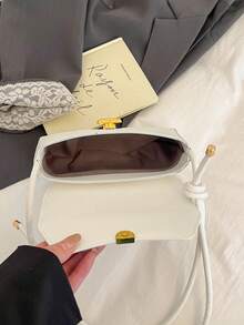 Túi xách cổ điển nhẹ, màu trơn, kiểu dáng công sở, chất liệu PU retro, phù hợp cho thanh thiếu niên, phụ nữ, sinh viên đại học, người trẻ tuổi và nhân viên văn phòng. Hoàn hảo cho văn phòng, trường đại học, công việc, kinh doanh, đi lại, hoạt động ngoài trời, du lịch, leo núi và các dịp khác. - trắng - Xem 6