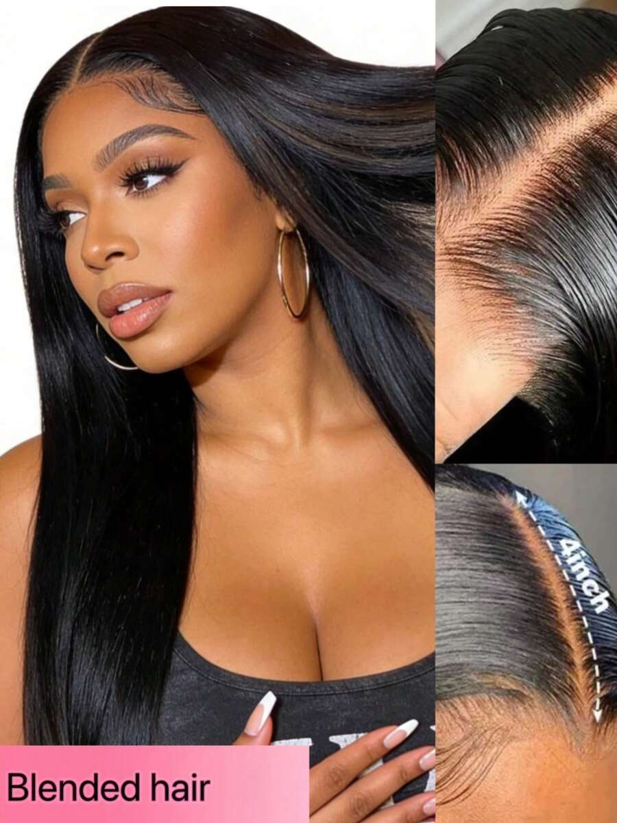 180% 密度 13x4 蕾丝前假发，预先拔毛并带有婴儿发，13x4 直发高清透明蕾丝前假发，女士波波头假发，8 英寸 - 36 英寸，自然黑 - 自然色&黑色系 - 查看 1