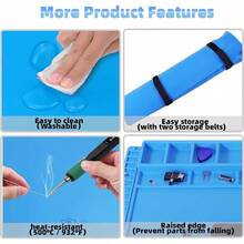 MIKITOOL Large Anti Static Mat With Grounding Accessories, Heat Resistant Silicone Soldering Mat, Magnetic Work ESD Pad For Pc Building, Electronics, Laptop, Cellphone Repair Soldering - ESD Mat-330 L - View 3