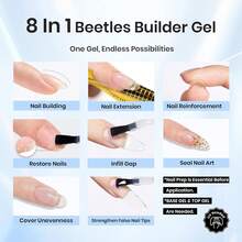 Beetles Builder Gel For Nails-Cover Nude Translucent 8 In 1 Nail Thickening Strengthening Building Apex - 2Pcs 15Ml Clear & Nail Art Brush - 查看 3