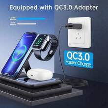 3-In-1 Wireless Charger (3 In 1 Fast Charging Dock Station), 15W High-Speed Compatible With IPhone 15/14/13/12 Pro Max/11/XR/XS/8 Plus- Universal Multi-Device Induction Charging Stand - Multicolor - View 1