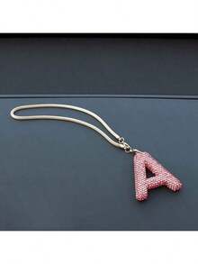 1 pieza Colgante de letra rosa brillante para decoración de coche, accesorio interior de coche, adorno colgante para espejo retrovisor de coche con strass - Colgante con letra rosa - Ver 13