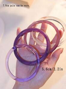 4pcs Set Elegant Retro Bracelet, Fashion Minimalist Design, Suitable For Casual Wear, Women Jewelry, Acrylic, No Electroplating, No Inlaid, Suitable For Daily And Party Occasions All Year Round - Màu tím hoa cà - Xem 2