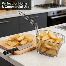 Bộ 4 rổ chiên vuông mini, chất liệu thép không gỉ, có tay cầm, thích hợp để chiên khoai tây chiên, khoai tây lát, cũng có thể dùng làm giá đựng thức ăn trên bàn hoặc dụng cụ nấu nướng trong nhà bếp. - A - Xem 2