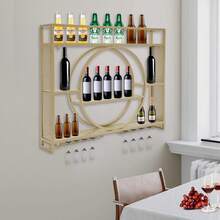 ZHFEISY 3-Tiers Wall Mounted Wine Rack, Modern Round Hanging Metal Display Stand With Wine Glass Holder Hanging Industrial Liquor Shelf For Kitchen, Living Room, Home - Gold - View 9