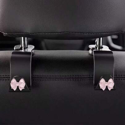 Gancho lindo con lazo para reposacabezas de asiento de coche, decoración interior de coche adorable, colgador de reposacabezas de asiento delantero, gancho colgante para asiento de coche, gancho de reposacabezas de asiento trasero, accesorios universales para interior de coche
