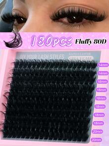 200pcs/180pcs/160pcs/140pcs/120pcs 8D Luxury Fluffy DIY Cluster Lashes - 14-20mm Mixed Length Eyelash Extension 0.07mm Russian D Curl Thick Reusable Dramatic Lashes Suitable For Beginners Easy To Use - 10 Rows (60D/80D/100D/120D/160D/200D Various Specifications) Cluster Lashes, Lash Clusters, Individual Lashes, False Eyelashes - D - View 8