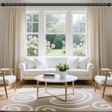 1 Thanh treo rèm chịu lực cao, có thể điều chỉnh, phù hợp với cửa sổ từ 36 - 148 inch, có đầu trang trí hình nón, bộ thanh treo rèm màu đen kèm giá đỡ, thích hợp cho rèm cửa sổ và phòng tắm, trang trí nhà cửa, rèm phòng ngủ, đường kính thanh treo rèm 1 inch. - Hình nón - Màu đen - Xem 12