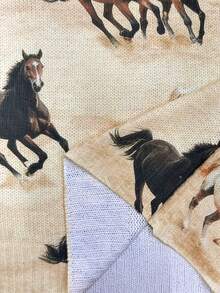 ADFHP Spring/Autumn Women's Top, Vintage Realistic Horse Print, V-Neck Loose Knit Sweater, Hollow Sleeve Design, Casual Versatile, Daily Commute - Multicolor - View 3