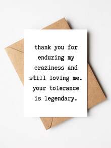 1pc Funny Thank You Card With Envelope - "Thank You For Enduring My Craziness" Humorous Gratitude Gift For Husband, Wife, Teachers & Friends, Versatile For Weddings & Birthdays, Blank Inside - View 10