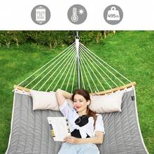 SONGMICS Hammock, Quilted Double Hammock With Padded Pillow,  495 Lb Weight Capacity, Portable For Outdoor Relaxation, Garden, Patio, And Camping - D - View 4