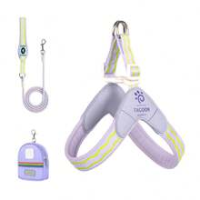 Bộ dây dắt chó hình chữ Y 3 món, bao gồm dây dắt, túi đựng và đai ngực phản quang có đệm, thoáng khí và có thể điều chỉnh, phù hợp cho chó nhỏ, vừa và lớn. - Nhiều màu - Xem 16