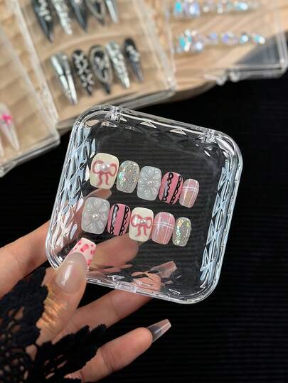 Empty Stackable Transparent Plastic Display Box For Nail Art, Portable Nail Tips Storage Case, No Nail Tips Or Glue Included
