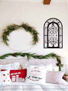 1 pieza Decoración de pared de metal con flor de iris en arco vintage - Adecuado para puerta principal, alféizar de ventana, valla del patio, etc. Decoración vintage de interior/exterior - Estructura de metal duradera, diseño de línea suave, adecuado para decoración de Año Nuevo y Navidad - Multicolor - Ver 5