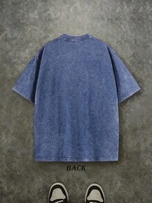 Men's Plus-Size Retro Basketball Graphic T-Shirts, Jesus Clothes, Washed Vintage T-Shirts, Oversized Men's T-Shirts, 230g 100% Cotton, Graphic Tees, Summer Men's Street T-Shirts, Christian T-Shirts. - Màu xanh lam - Xem 2
