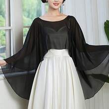 1pc Women's Chiffon Shawl, Scarf, Elegant Bridal Party Cover Up Shrug - Multicolor - View 8