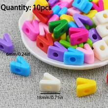 10 hạt acrylic có lỗ ở giữa, hạt chữ cái, dùng để làm trang sức DIY, đồ dùng xâu hạt và thủ công. - tự làm lấy - Xem 12