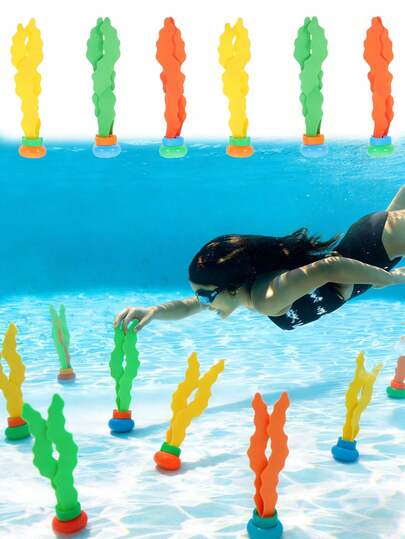 6pcs Underwater Seaweed Diving Toys Set, Seaweed Diving Pool Water Games, Underwater Swimming Practice Fun For Summer, Swimming Pool Diving Breath-Holding Exercise Accessories