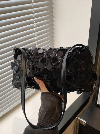 新款时尚亮片手提包，适合派对、郊游、度假、购物和日常使用，可存放硬币、手机，也可作为白领、大学生和上班族的公文包，优雅女士包。