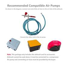 YUNLUN Dual-Action Gravity Feed Airbrush Kit With 0.3mm & 0.5mm Nozzles, 1.8m Air Hose & Accessories For Nail Art, Cake Decorating, Model Painting & Beauty - Red - View 6