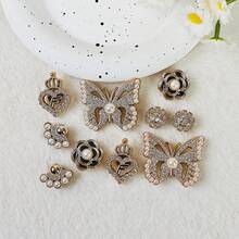 10pcs DIY Shoe Decoration Charms - Shiny Pearl Butterfly, Flower, Heart Decorative Buttons, Non-Metal Lightweight Material, Y2K Fashion Versatile Cute Unisex, Suitable For EVA Beach Shoes, Slippers, Detachable Shoe Decor, Holiday Gift - Multicolor - View 5