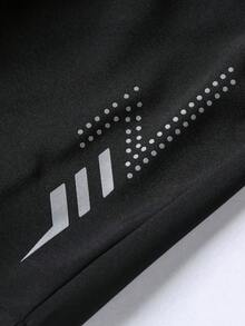 Pantalones cortos para hombre talla grande, pantalones rectos de pierna elástica y longitud hasta la rodilla con estampado de relámpago, cintura con cordón, ligeros y adecuados para deportes, correr, ejercicio - Negro - Ver 4