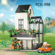 阳光花屋积木玩具，花园小屋搭建玩具套装，植物花园小屋建筑玩具，创意温室搭建套装，圣诞节生日礼物，适合成人和朋友，998 片 - 彩色 - 查看 8