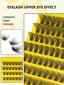 120片D型卷翘蓬松轻盈假睫毛，自然睫毛嫁接效果，可重复使用睫毛簇 - 查看 4