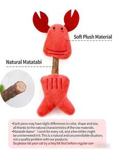 猫咪毛绒玩具逗猫棒，刺激咀嚼，帮助清洁牙齿，预防口腔问题，舒缓猫咪情绪，可爱的猪/鳄鱼/鲸鱼/长颈鹿/龙虾造型吸引猫咪注意力，适合独立玩耍、互动玩耍和咀嚼，宠物用品，猫玩具，猫咪陪伴玩具，猫咪磨牙玩具 - 彩色 - 查看 6