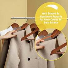 Wooden Hangers 90 PackWooden Clothes Hanger for Daily Used Heavy Duty Wood Hangers with Pant Bar and Precisely Cut Notches Premium Hanger for Heavy Coats Shirts Suits Dresses Walnut - Nuez - Ver 5