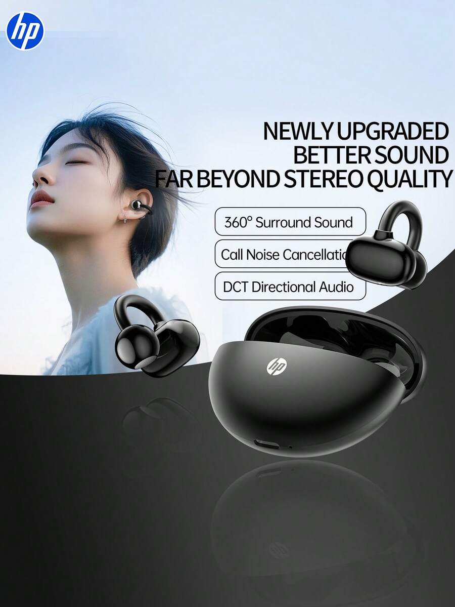 开放式耳机，HP H10M，无线耳机，蓝牙5.4，IPX4防水，30小时续航，轻巧耳机，游戏耳机，运动耳机，办公耳机，学生耳机，母亲节礼物，安卓耳机 - 查看 1